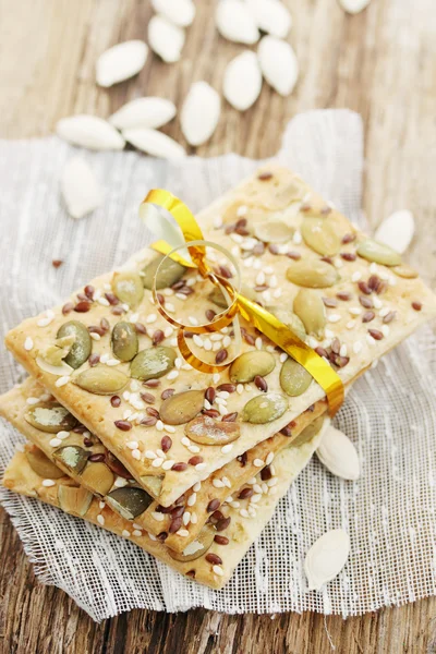 Stack of cookies with seeds — Stock Photo, Image