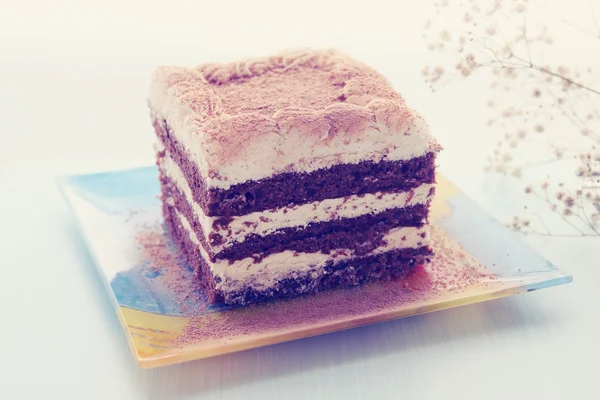Шоколадный торт со сливочным кремом — стоковое фото