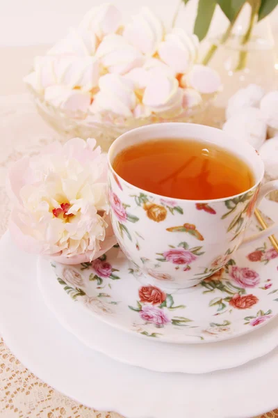 Весняний натюрморт, чашка чаю정, 봄 한잔 — 스톡 사진