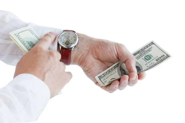 Mannen handen met geld — Stockfoto