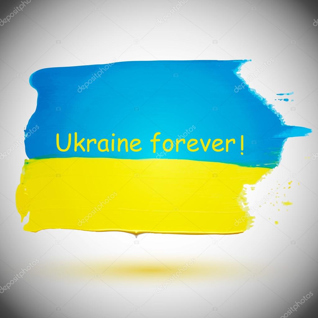 Ukraine forever ! Yellow-blue flag of Ukraine