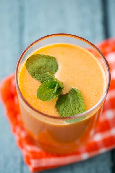 Healing Organic Pumpkin Juice Mint Glass — Stock Photo, Image