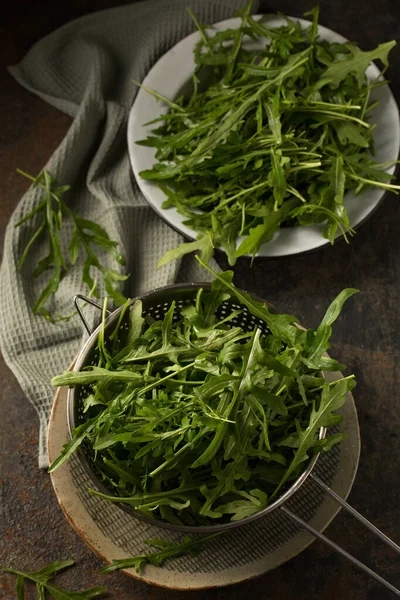 Taze Taze Bahar Roka Salata Yeşillikleri Sade Bir Hayat — Stok fotoğraf