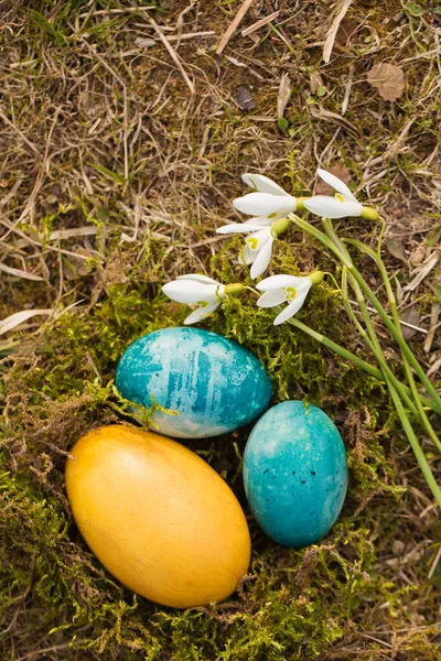 Пасхальные Яйца Желто Синих Тонах Украинского Флага — стоковое фото