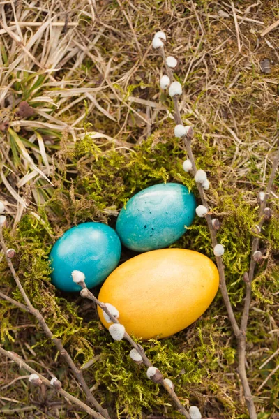 Huevos Pascua Tonos Amarillo Azules Bandera Ucraniana —  Fotos de Stock