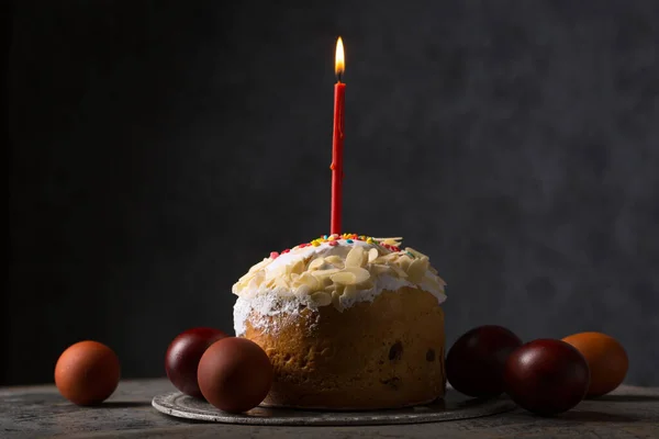 Easter Cake Candle Painted Eggs Stock Image