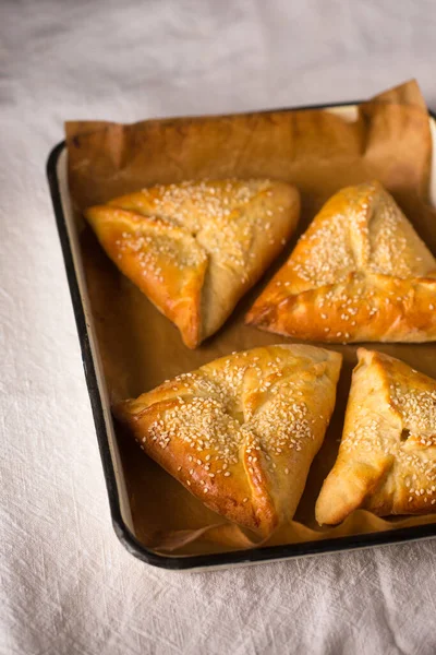 Πίτες Τυρί Σουλουγκούνι Πασπαλισμένες Σουσάμι — Φωτογραφία Αρχείου
