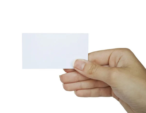 Mano y una tarjeta aislada en blanco —  Fotos de Stock