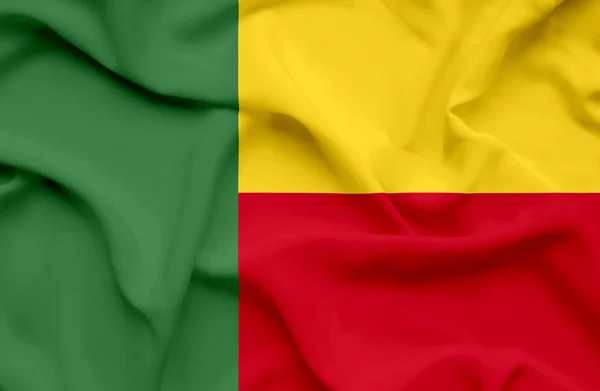 Benin schwenkt Flagge — Stockfoto