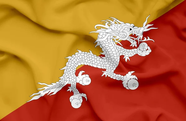 Vlající vlajka Bhútánu — Stock fotografie