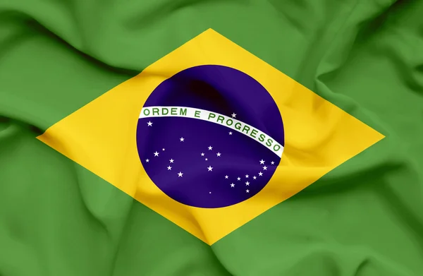 Бразилия машет флагом — стоковое фото