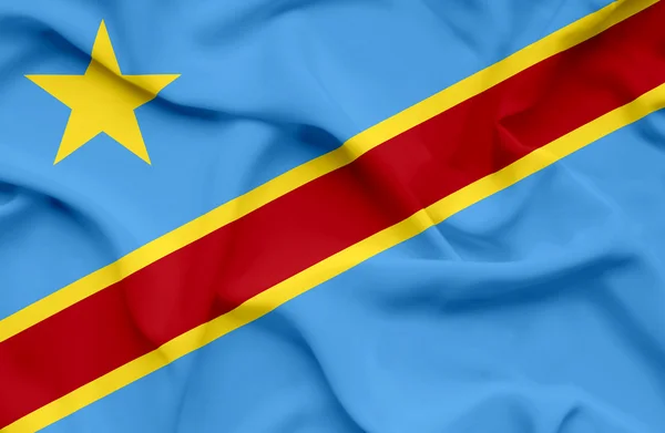 挥舞着旗子民主刚果共和国 — 图库照片