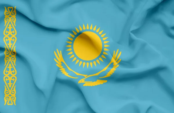 Kazajstán ondeando bandera — Foto de Stock