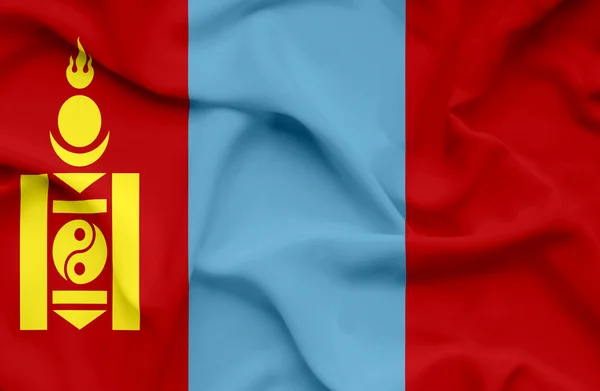 Mongolia sventola bandiera — Foto Stock