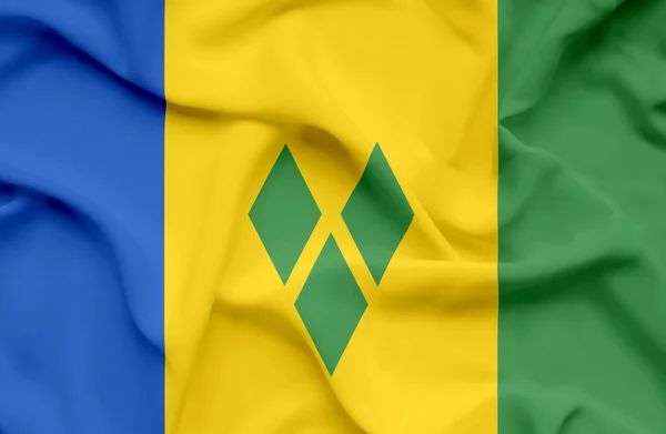 Saint vincent och Grenadinerna viftande flagga — Stockfoto