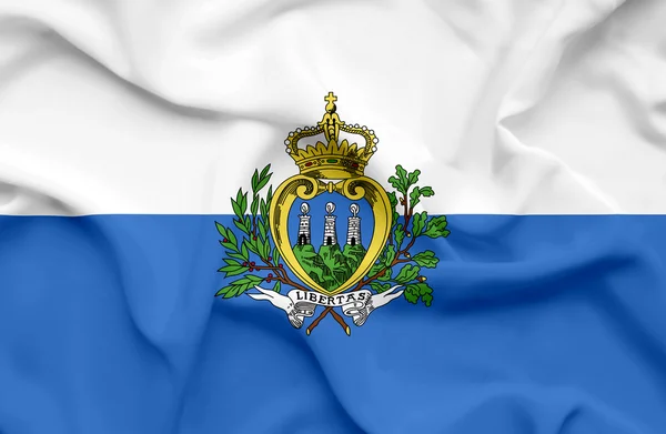 San Marino schwenkt Flagge — Stockfoto