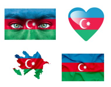 çeşitli Azerbaycan bayrakları kümesi
