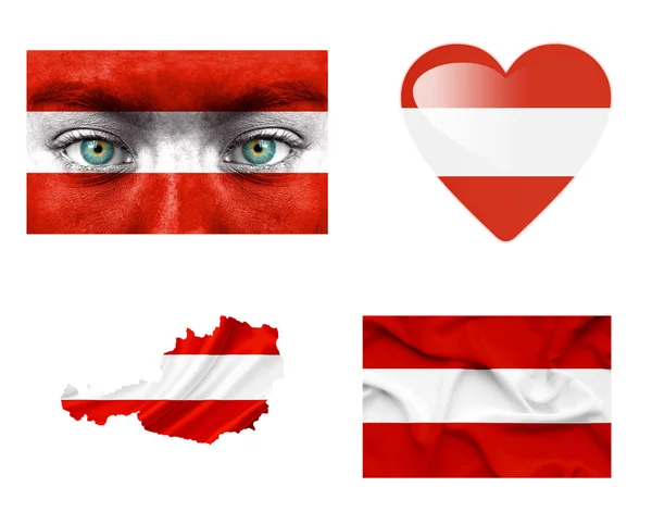 Ensemble de différents drapeaux Autriche — Photo