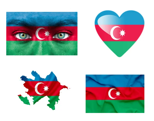 Satz verschiedener Azerbaijan-Fahnen — Stockfoto