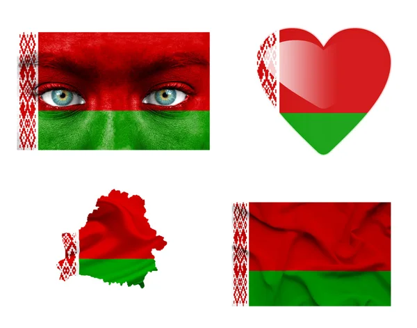 Çeşitli Beyaz Rusya bayrakları kümesi — Stok fotoğraf