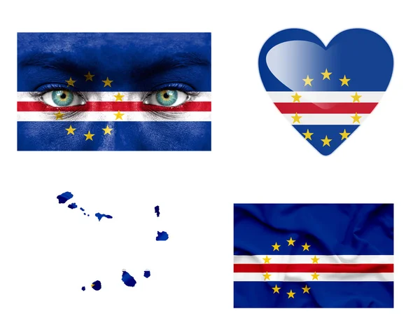 Uppsättning olika Kap verde flaggor — Stockfoto