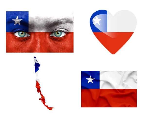 Zbiór różnych flag chile — Zdjęcie stockowe