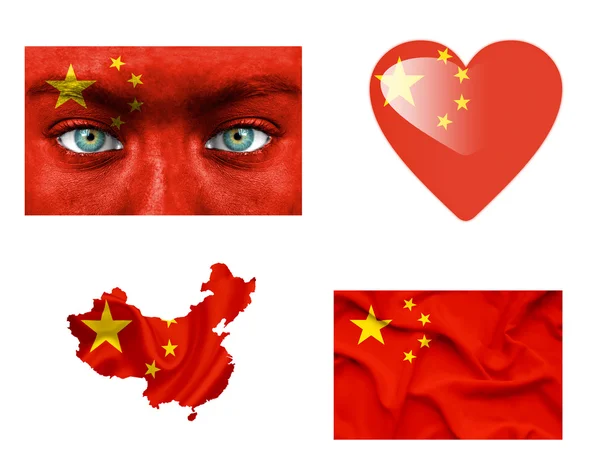 Reeks van verschillende vlaggen van china — Stockfoto