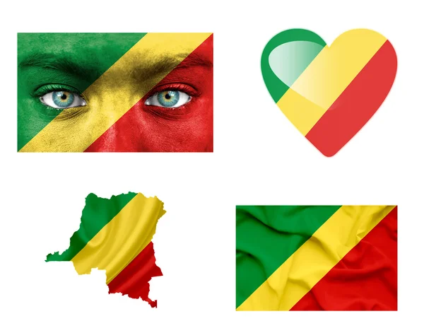 Zbiór różnych flag Kongo — Zdjęcie stockowe