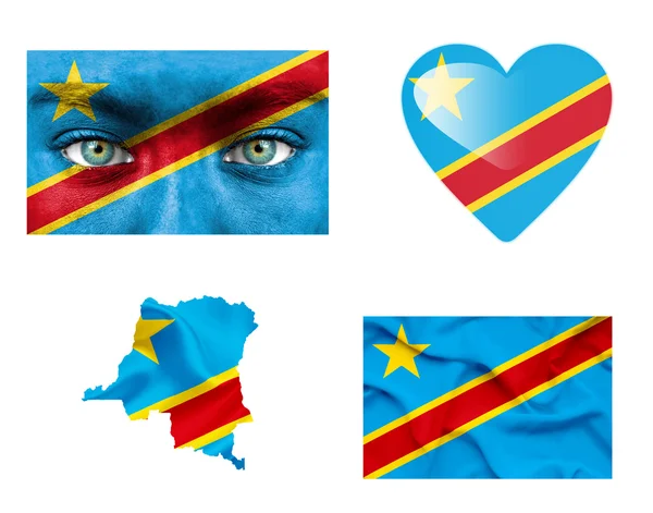 Набор различных флагов Демократической Республики Конго — стоковое фото