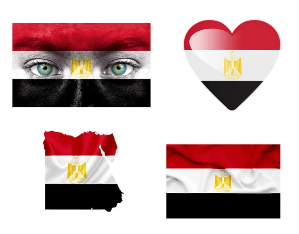 Reeks van verschillende Egypte vlaggen — Stockfoto
