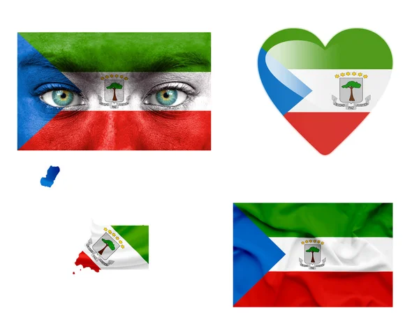 Set of various Equatorial Guinea flags — Stock Photo, Image