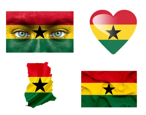 Conjunto de varias banderas de Ghana —  Fotos de Stock