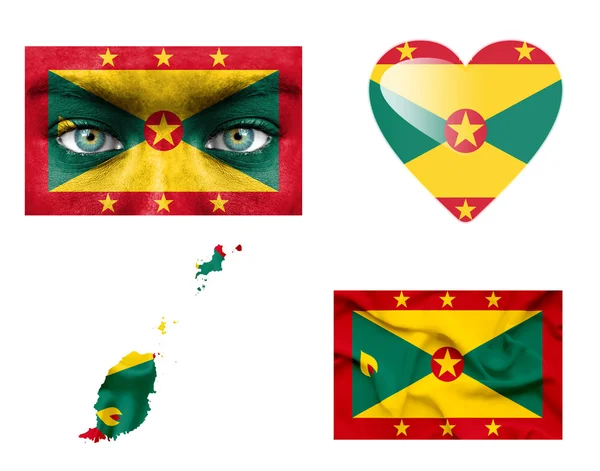 Set of various Grenada flags — Stock Photo, Image