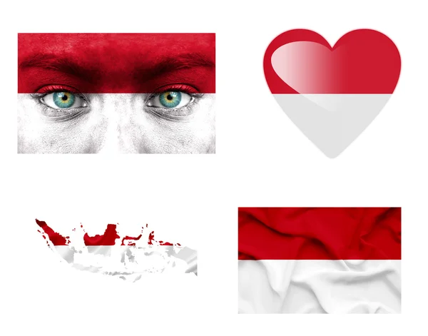 Set of various Indonesia flags — Stock Photo, Image