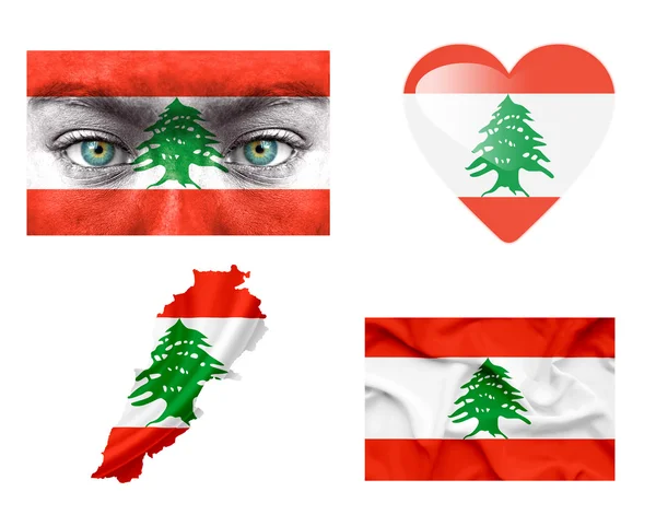 Zbiór różnych flag Liban — Zdjęcie stockowe