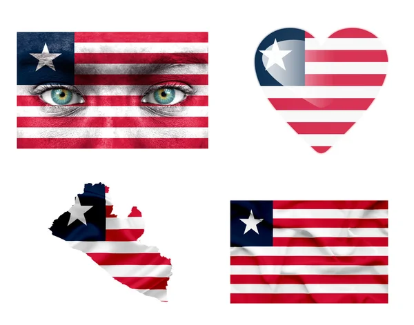 Set of various Liberia flags — Stock Photo, Image