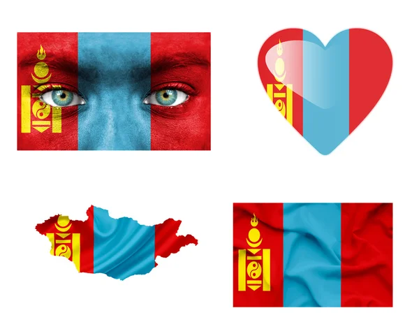 Ensemble de différents drapeaux Mongolie — Photo