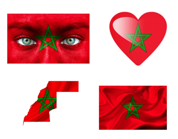 Ensemble de différents drapeaux Maroc — Photo