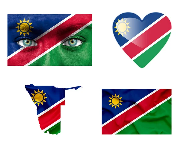 Ensemble de différents drapeaux de Namibie — Photo