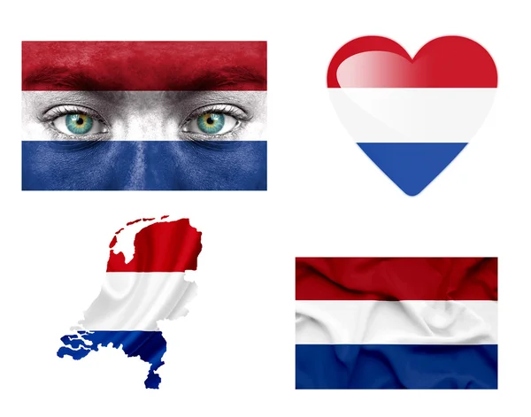 Set di varie bandiere olandesi — Foto Stock