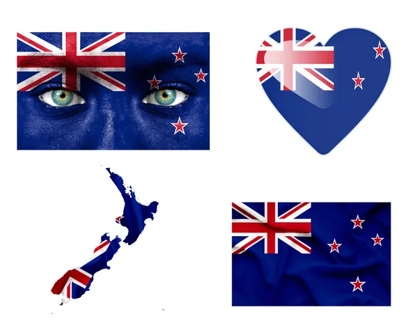 Set of various New Zealand flags — Stock Photo, Image