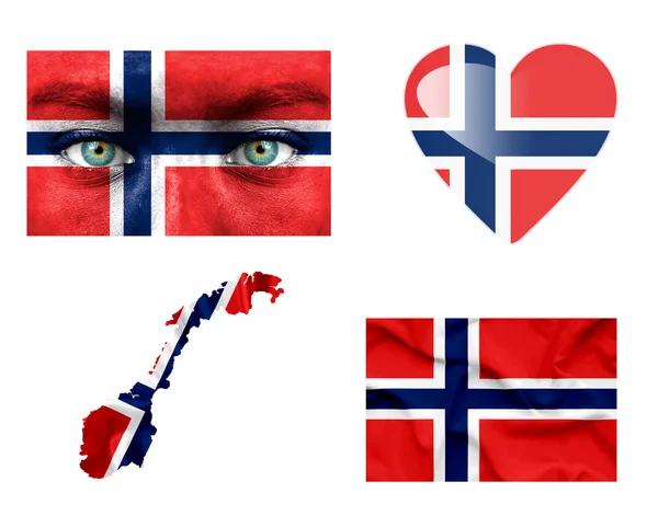Uppsättning olika Norge flaggor — Stockfoto