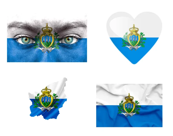 Набор различных флагов Сан-Марино — стоковое фото