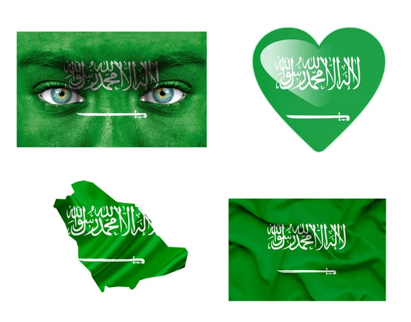 Set of various Saudi Arabia flags — Stock Photo, Image