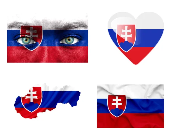 Uppsättning olika Slovakien flaggor — Stockfoto