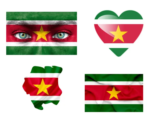 Set di varie bandiere Suriname — Foto Stock