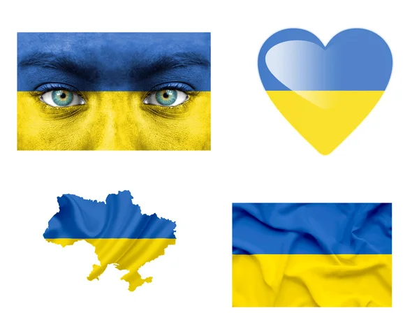 Set of various Ukraine flags — Stock Photo, Image