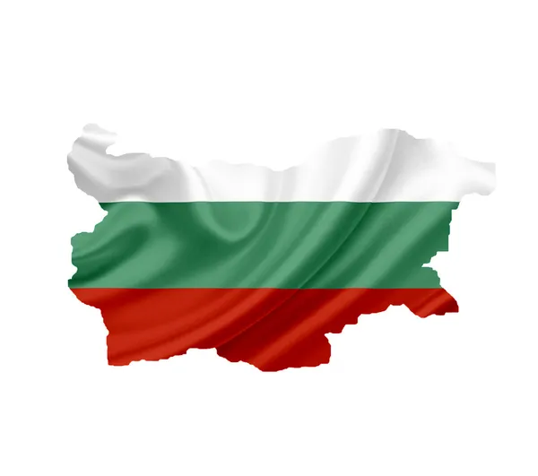 Map of Bulgaria with waving flag isolated on white — Stock Photo, Image