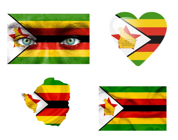 Set di varie bandiere dello Zimbabwe — Foto Stock