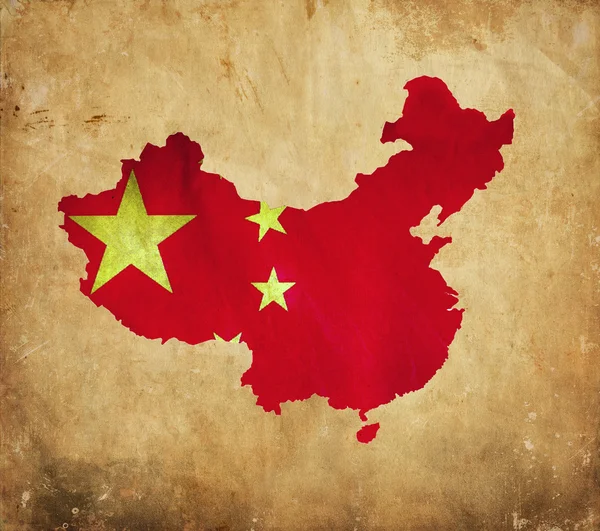 中国のグランジ紙のビンテージ地図 — ストック写真